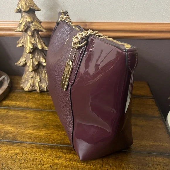 Coach Ava Chain Patent Pebbled Leather Purse Tote - Picture 5 of 14